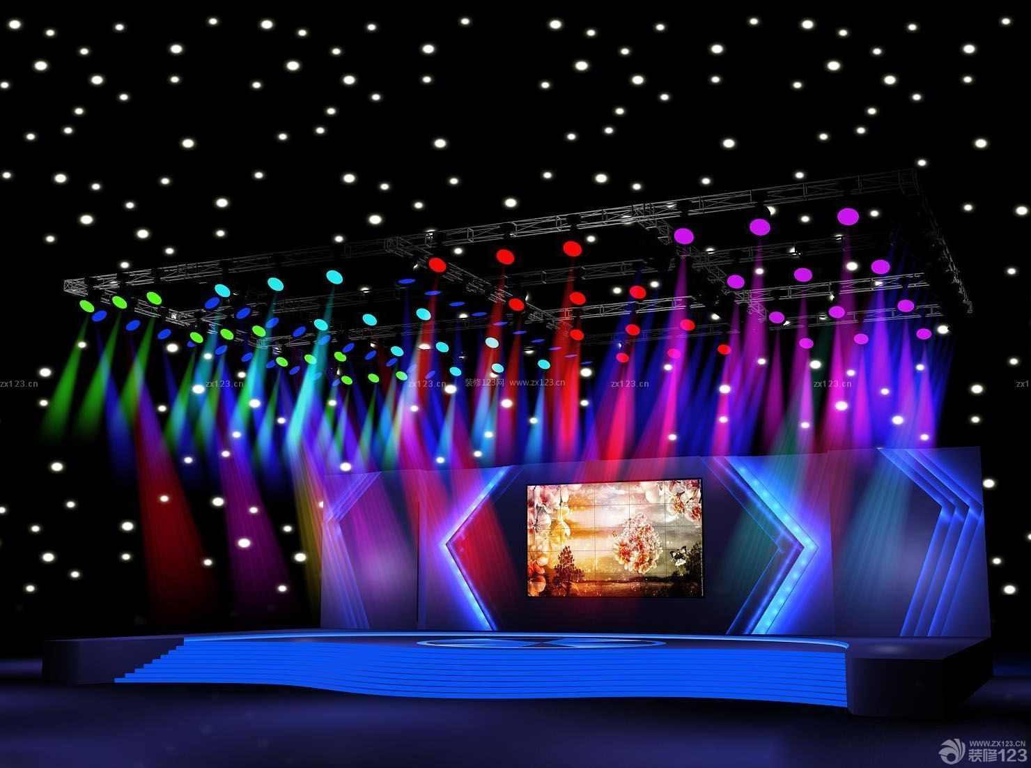 现代舞台灯池灯光效果图片